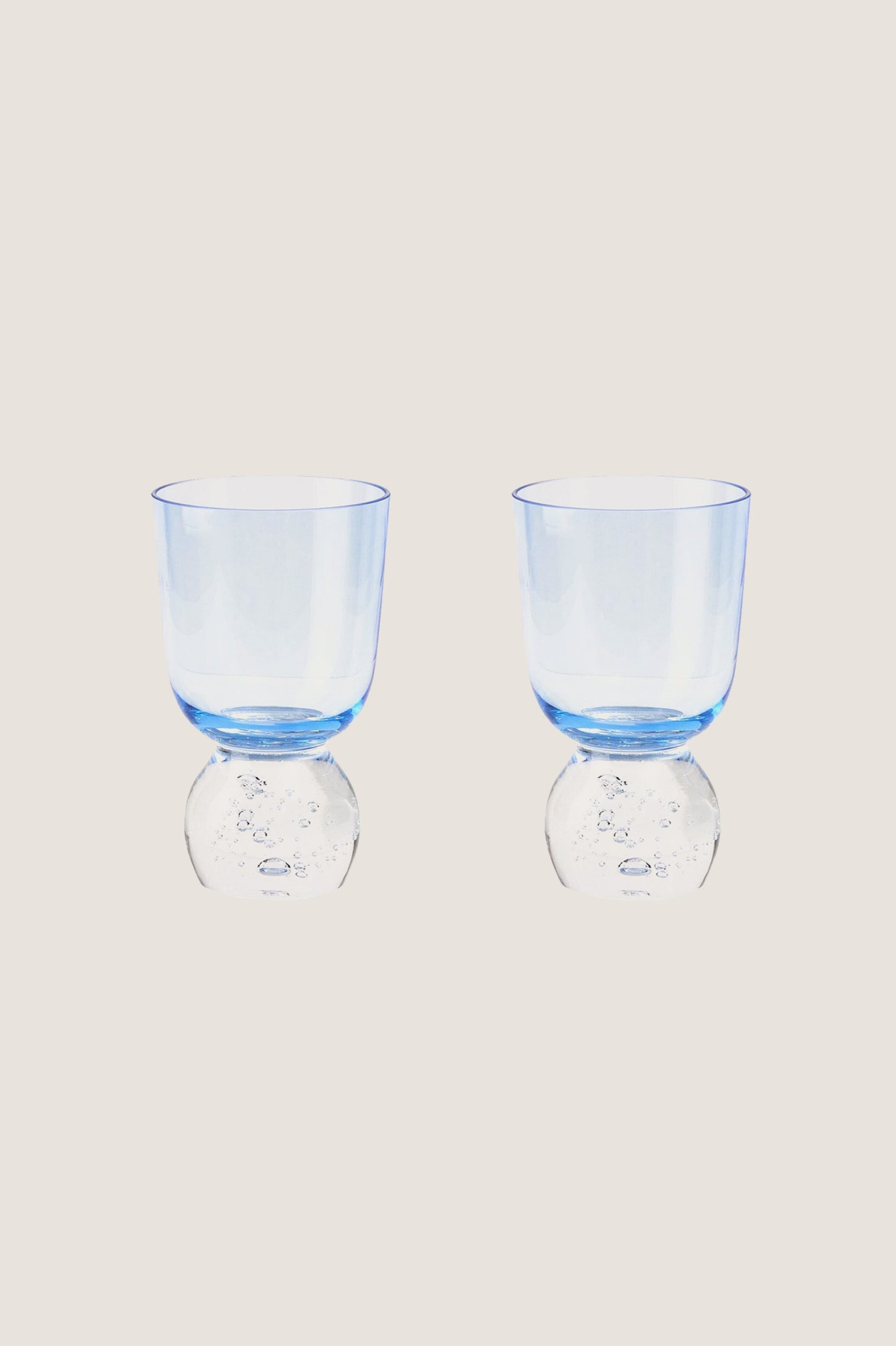 Candy Blue Hand-Blown Bubble Glass Tumbler (Set of 2)