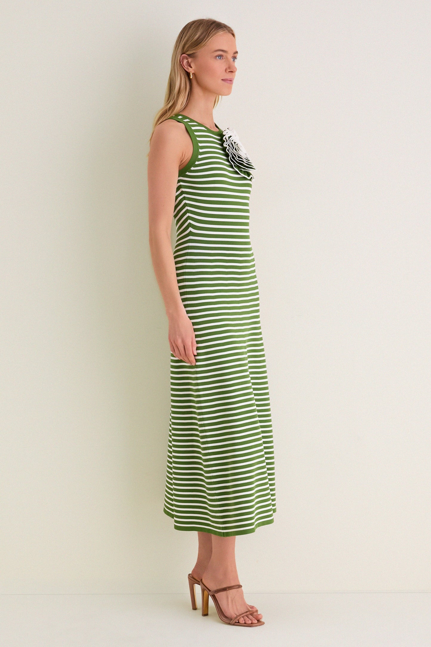 Cactus Multi Rose Detail Knit Halter Dress