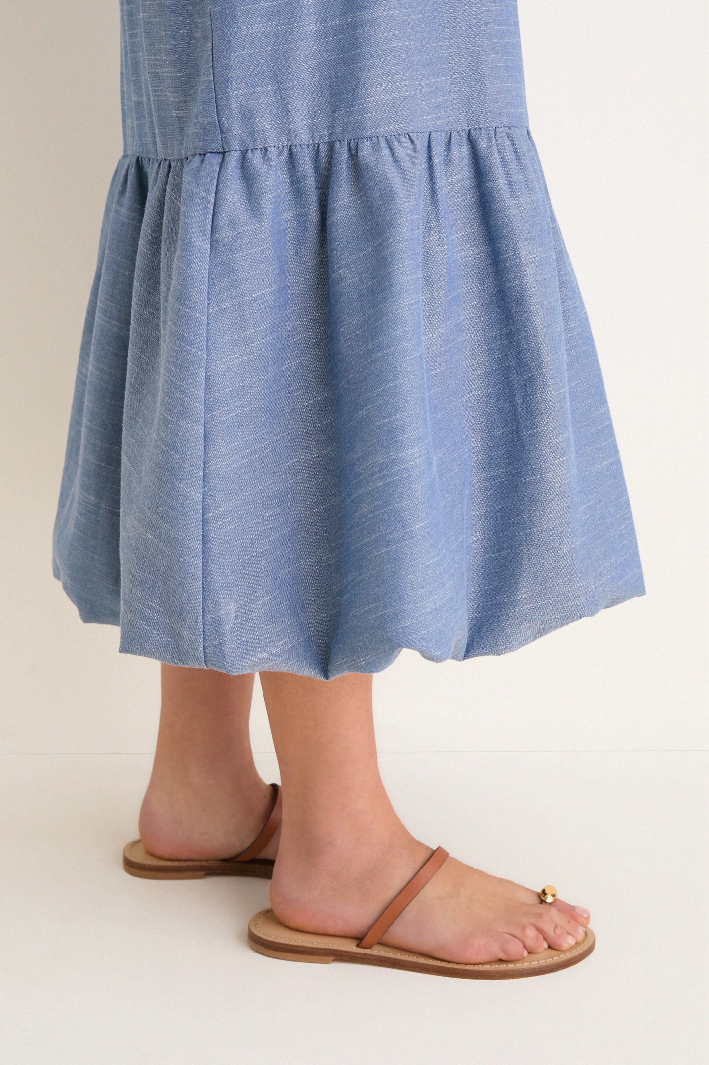 Chambray Sleeveless Martine Bubble Maxi Dress