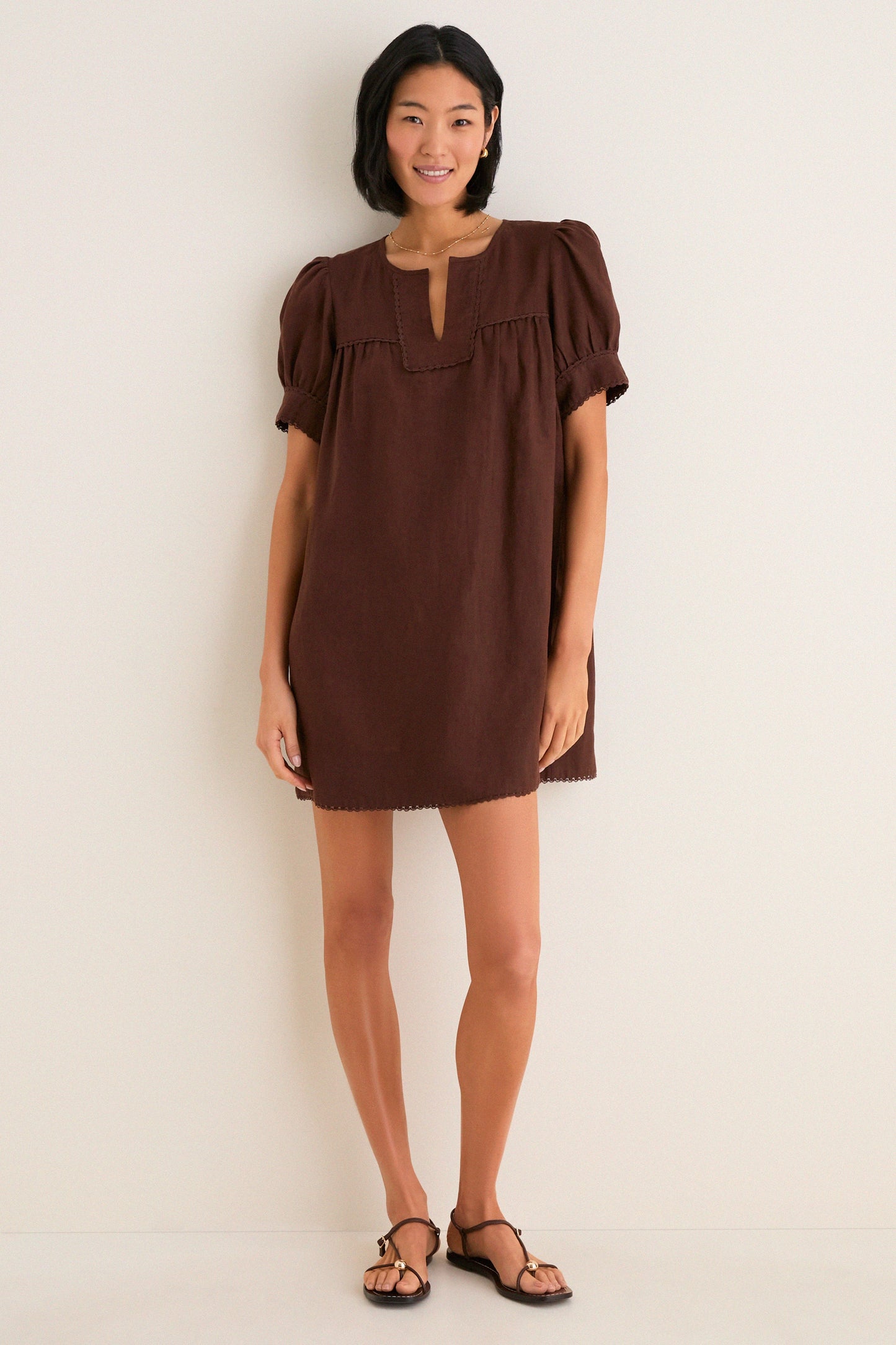 Chestnut Linen Bridget Dress