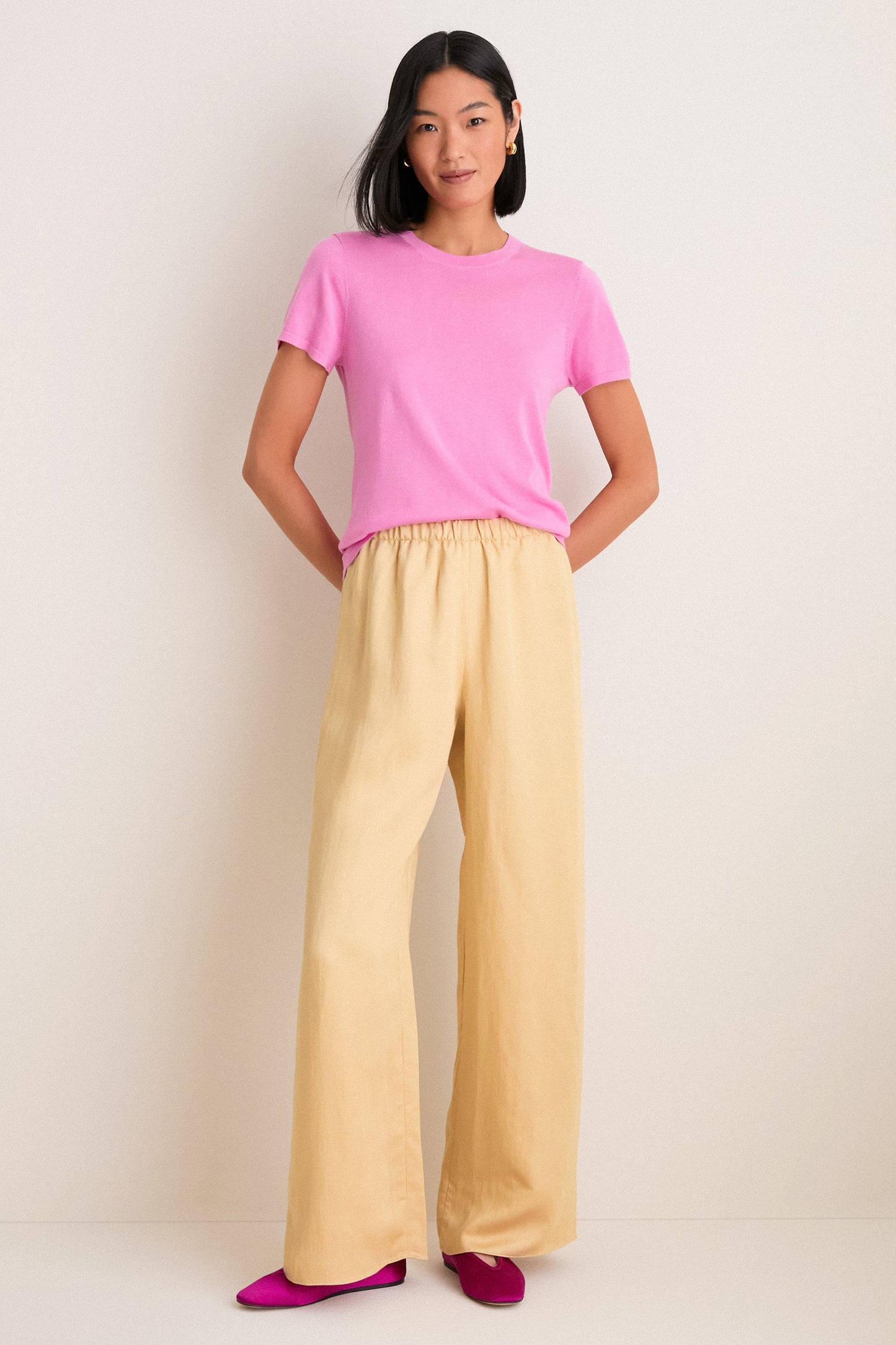 Carnation Pink Cashmere Silk Katie Tee