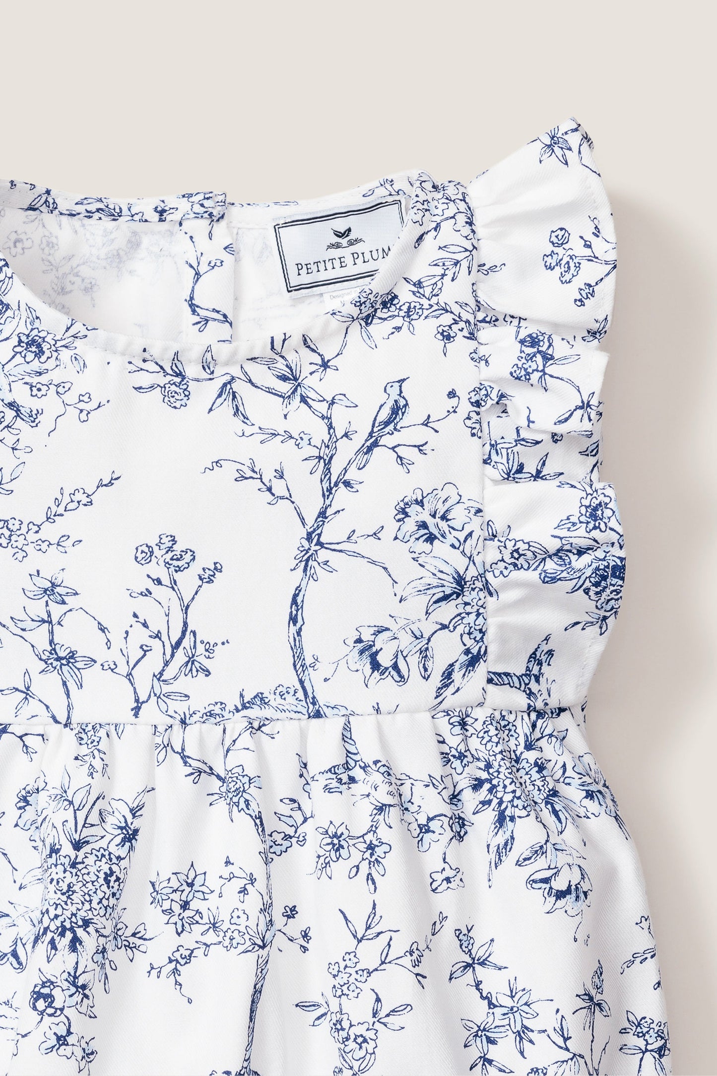 Children's White Timeless Toile Ruffled Romper
