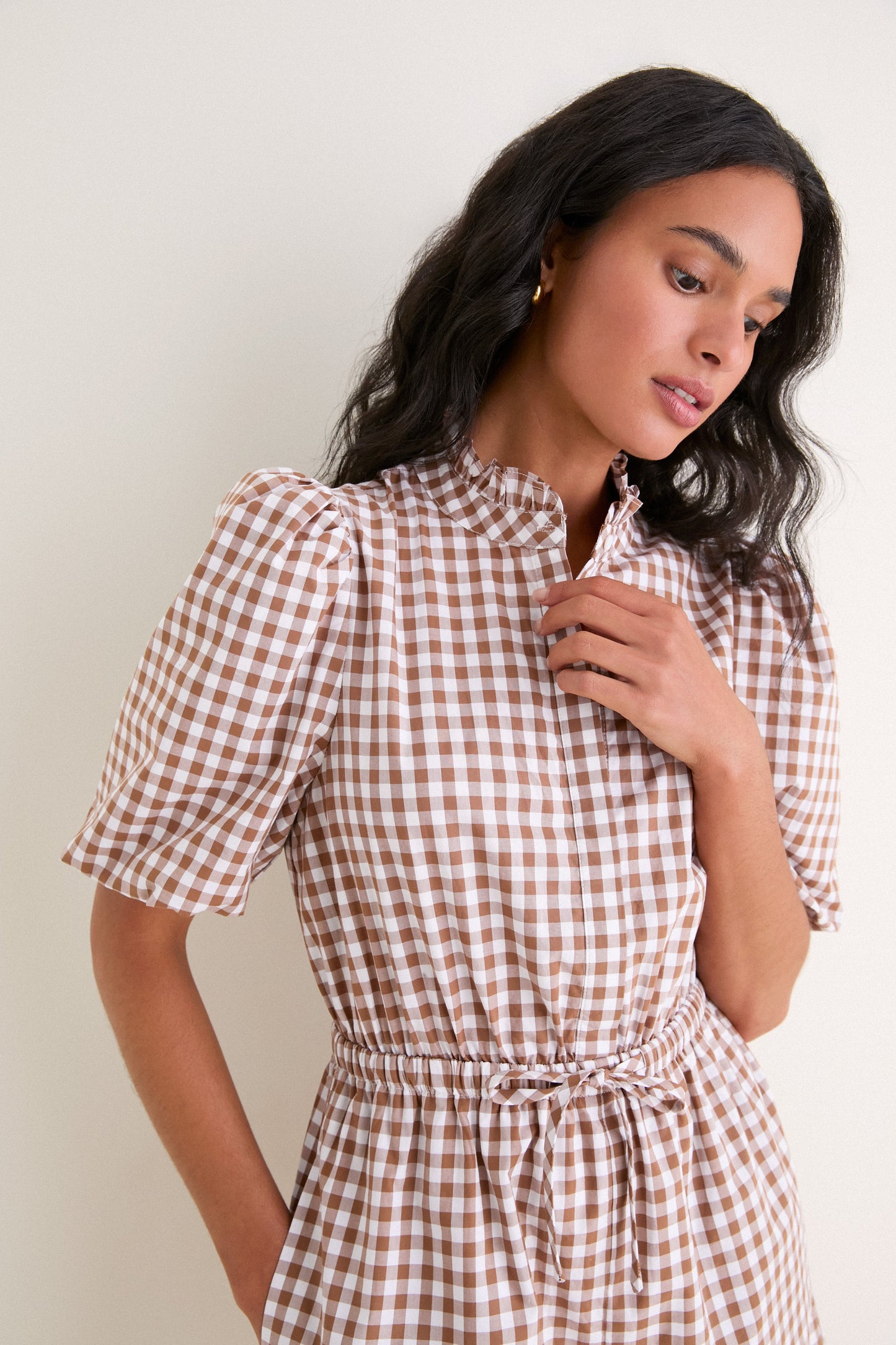 Brown Gingham Brooke Romper