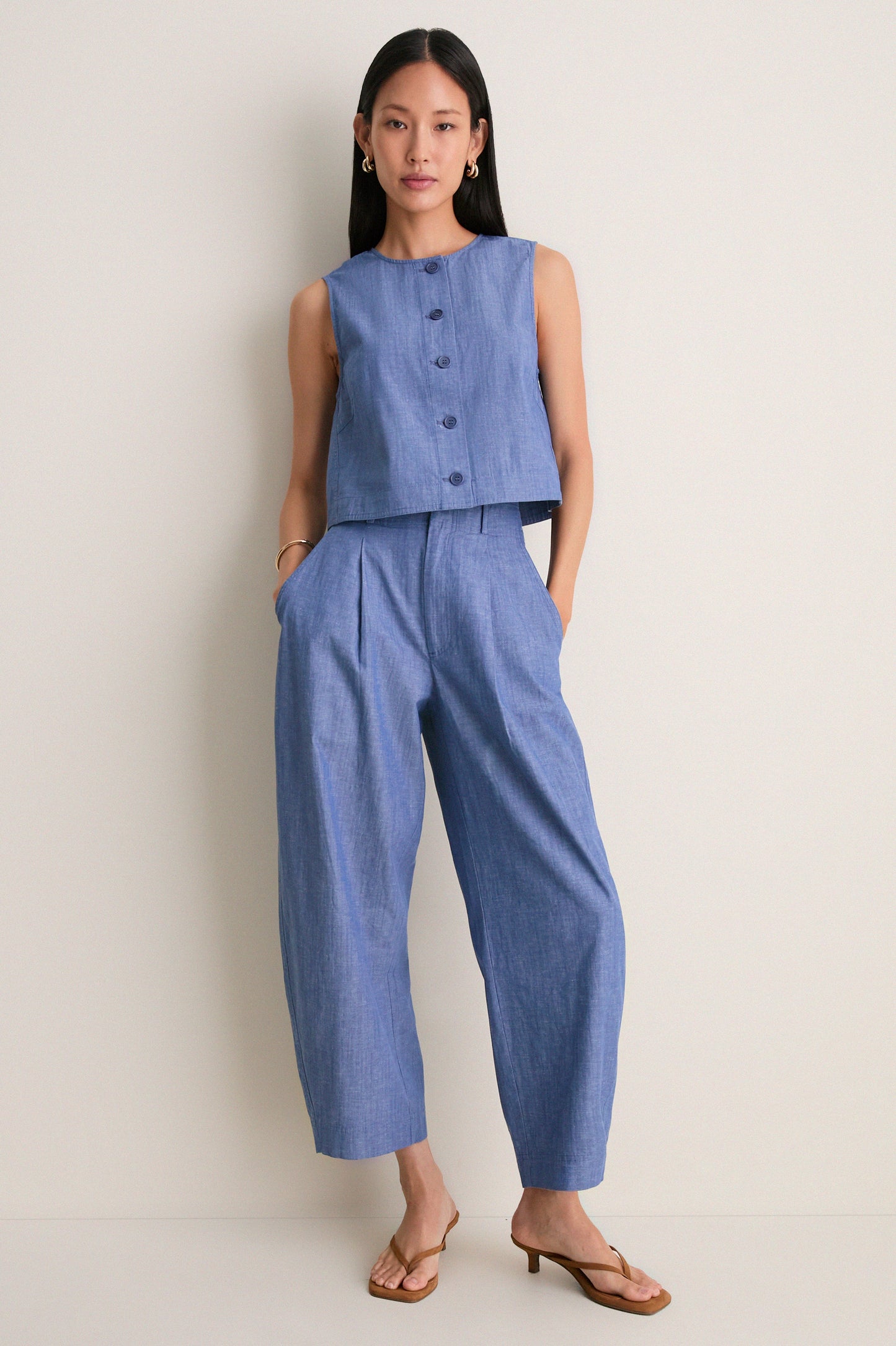 Chambray Bari Crop Trouser