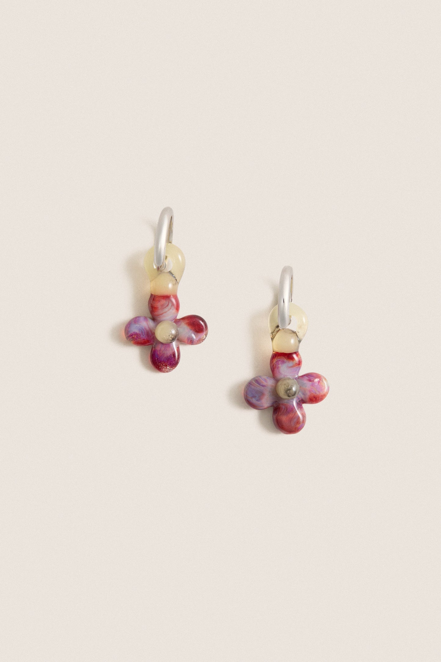 Burgundy and Yellow Glass Lita Earrings