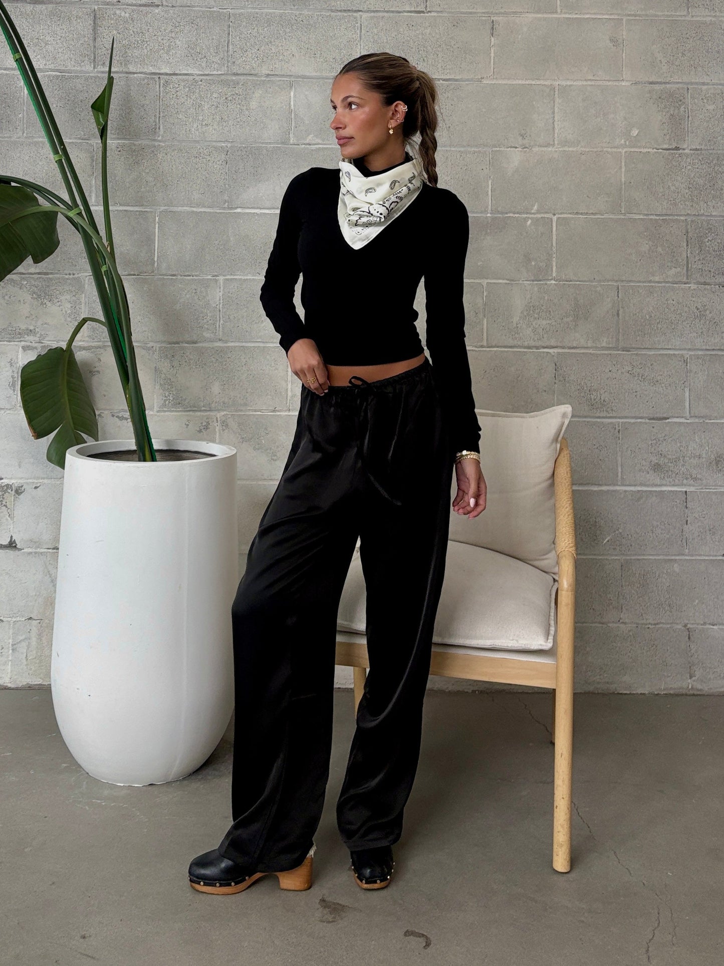C'EST MOI Straight Leg Satin Pant
