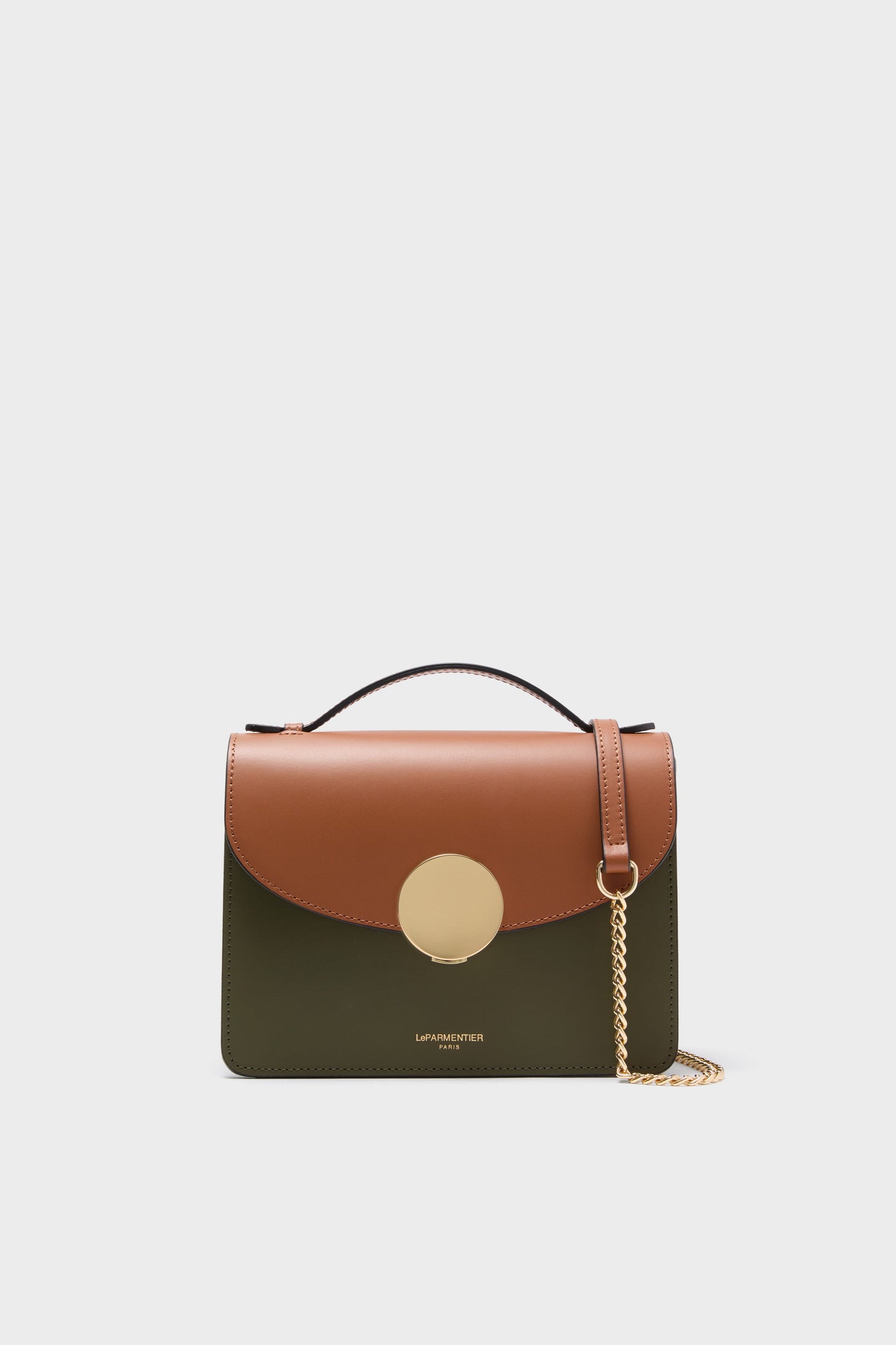Caramel and Military Green Ondina Medium Color-Block Bag