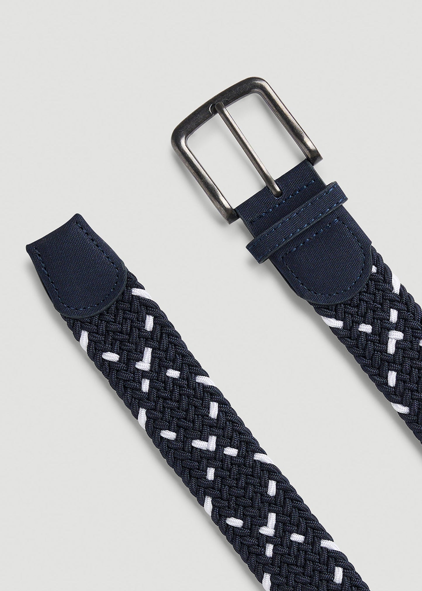 Stretch Woven Belt in Navy and White