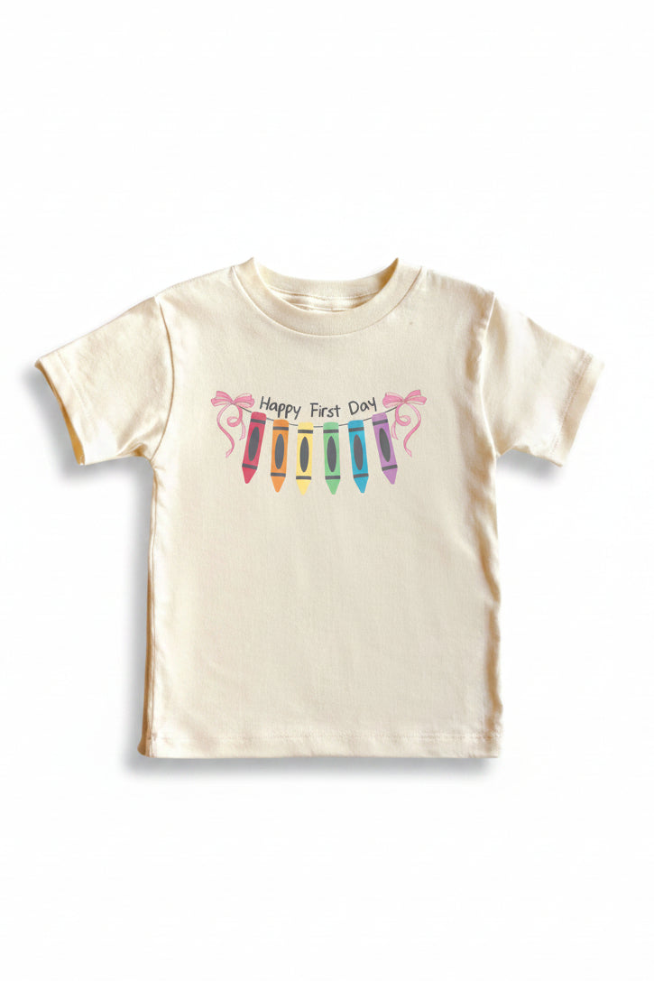 Happy First Day Kids Graphic Tee | Natural