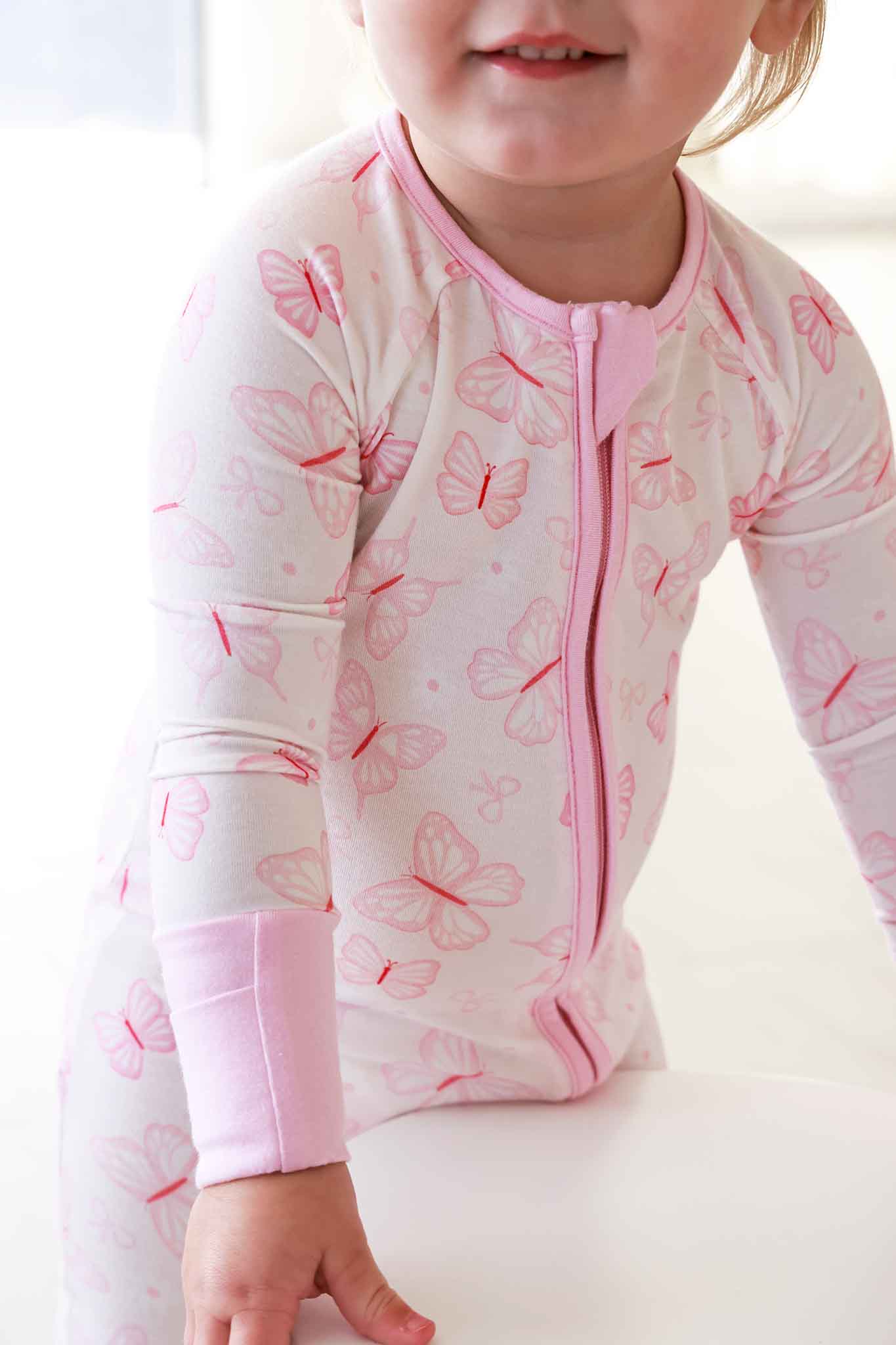 Convertible Bamboo Zip Romper | Blooming Butterflies