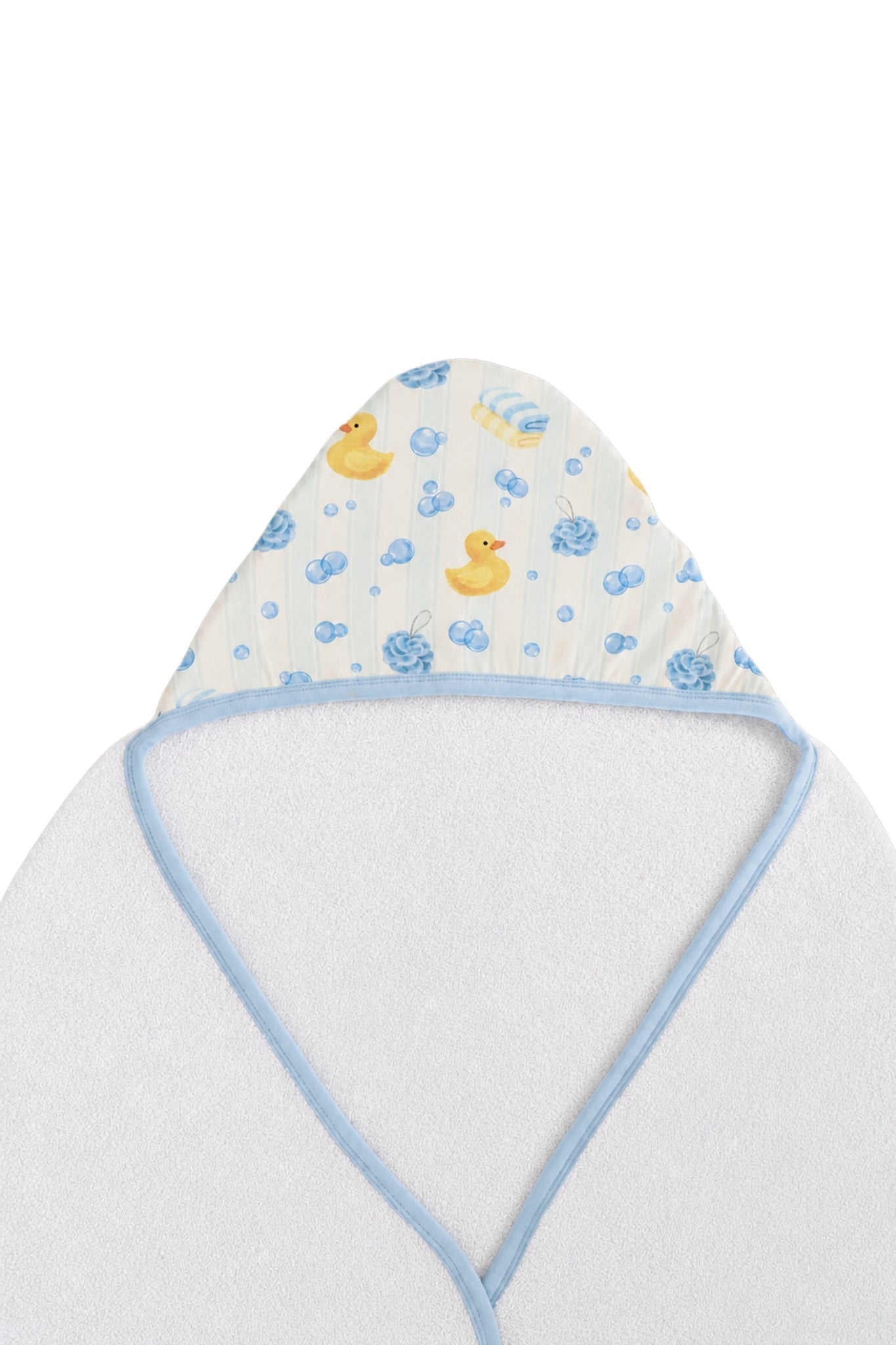Embroidered Bamboo Hooded Towel | Bubble Duckies Blue