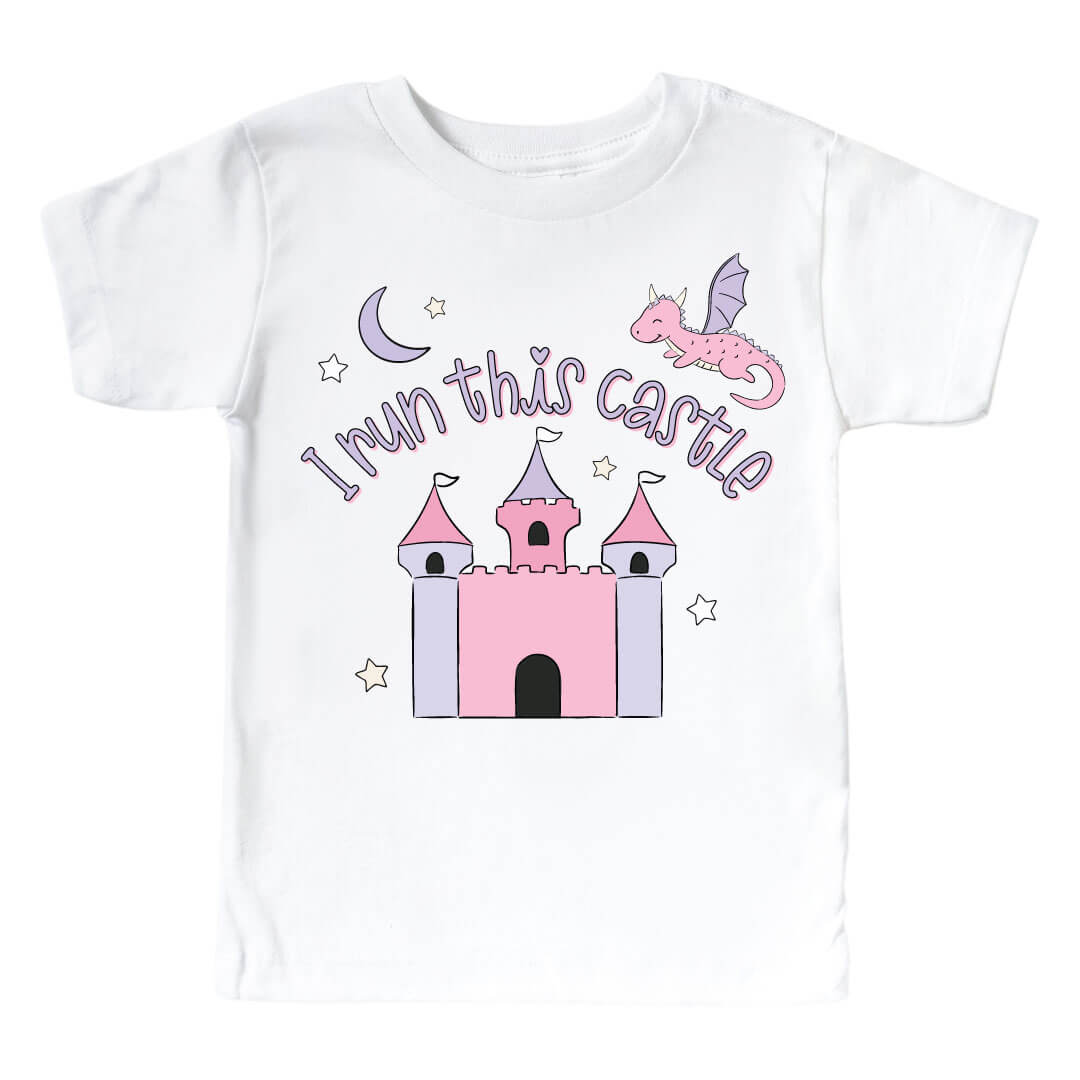 I Run This Castle Pink Graphic Bodysuit & Kids Tee | White