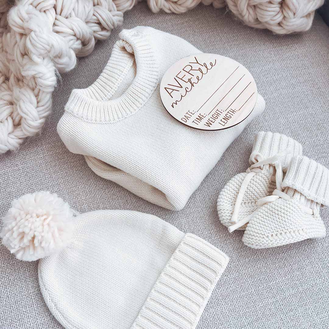 Knit Baby Pom Pom Beanie | Ivory