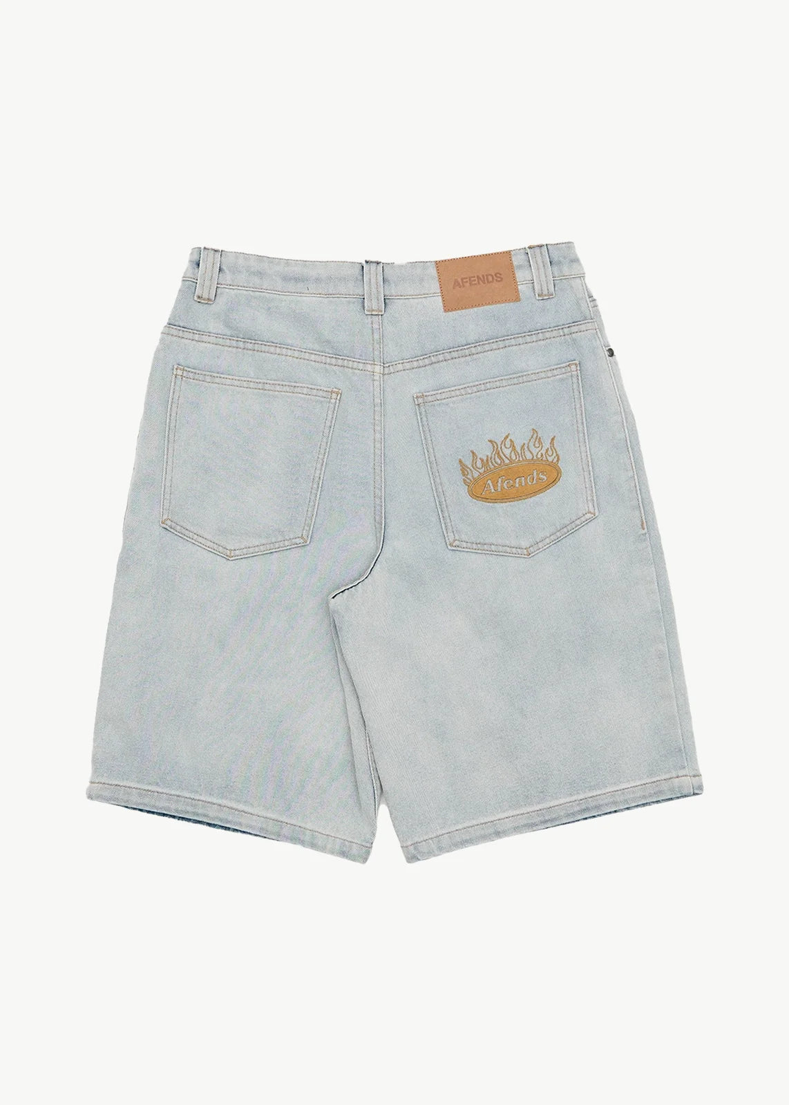 AFENDS Mens Fast Forward - Denim Ultra Baggy Pleated Short 24" - Stone Blue