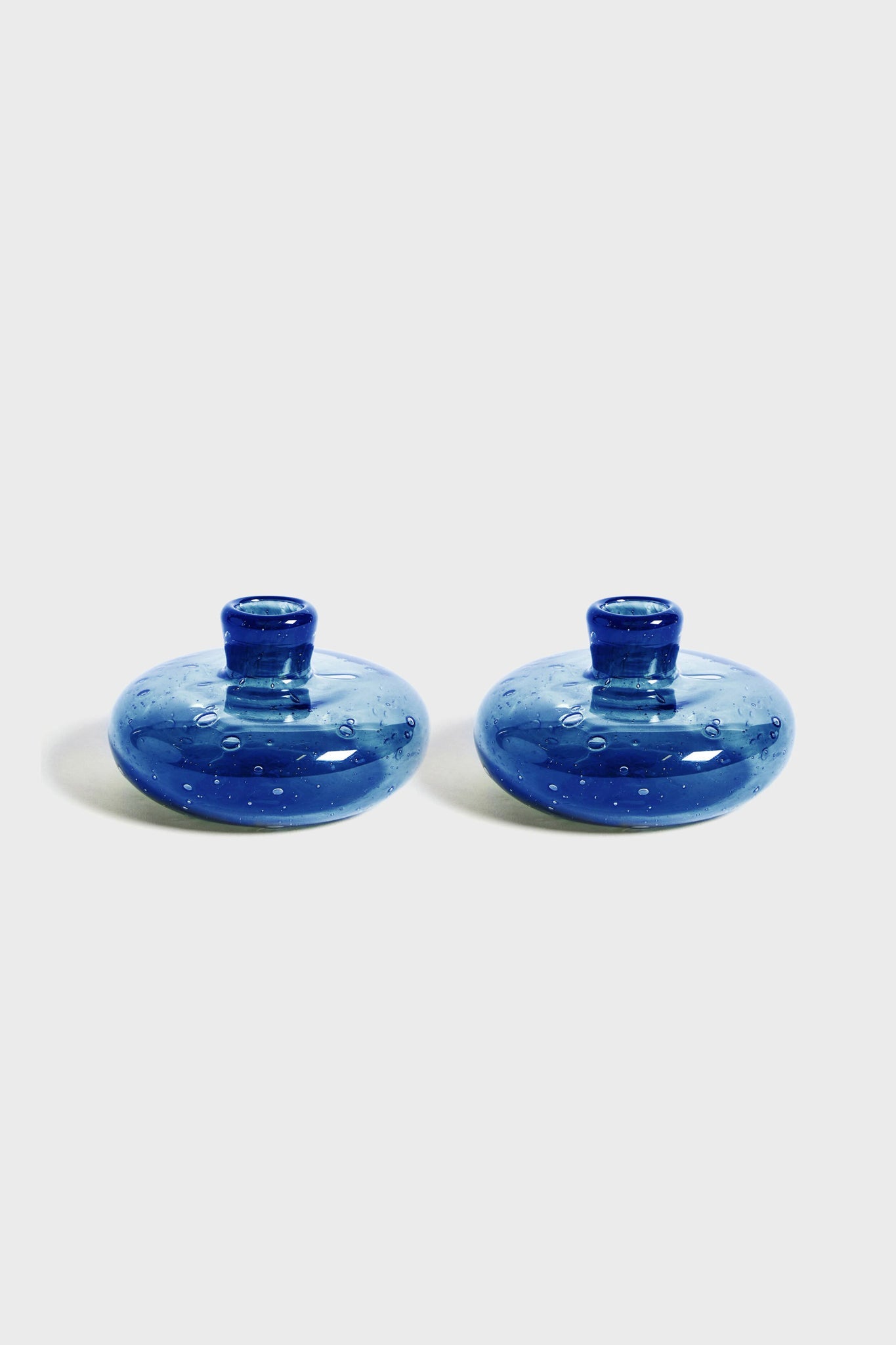Candy Blue Bubble Glass Candleholder