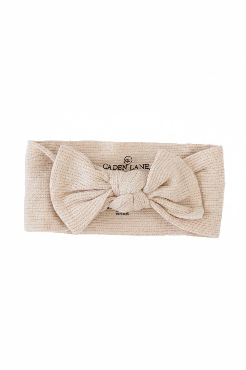 Oatmeal Bamboo Waffle Knit Large Bow Headwrap