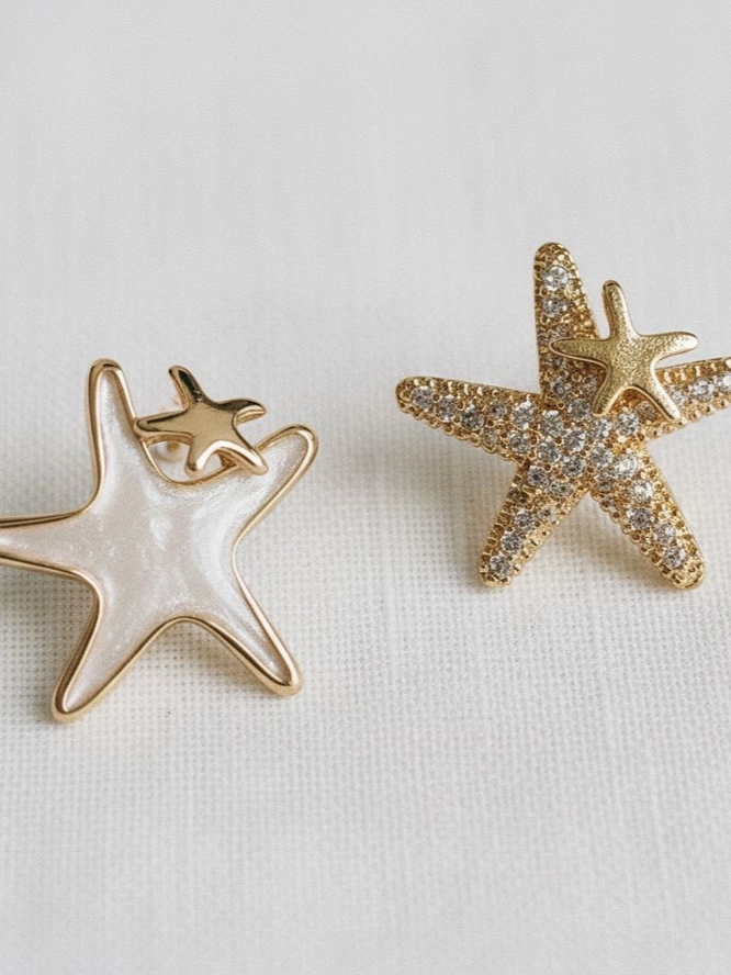 27 Asymmetrical Star Fish Stud Earrings