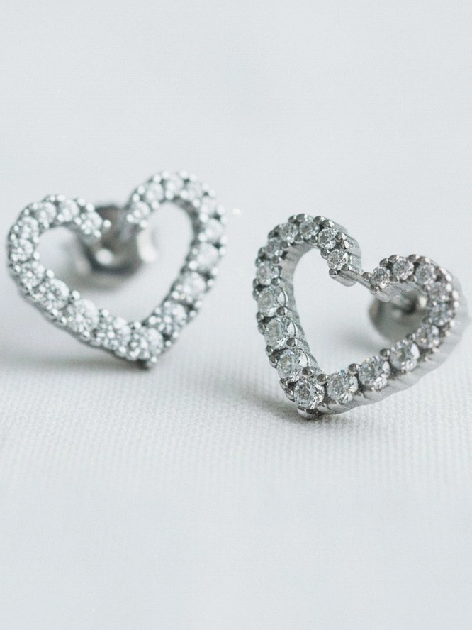 27 Crystal Heart Stud Earrings