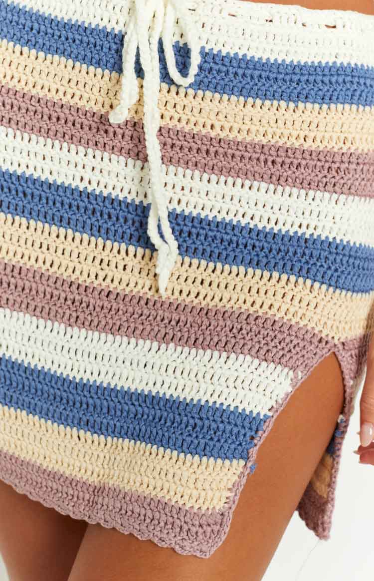 Rosita Stripe Crochet Mini Skirt
