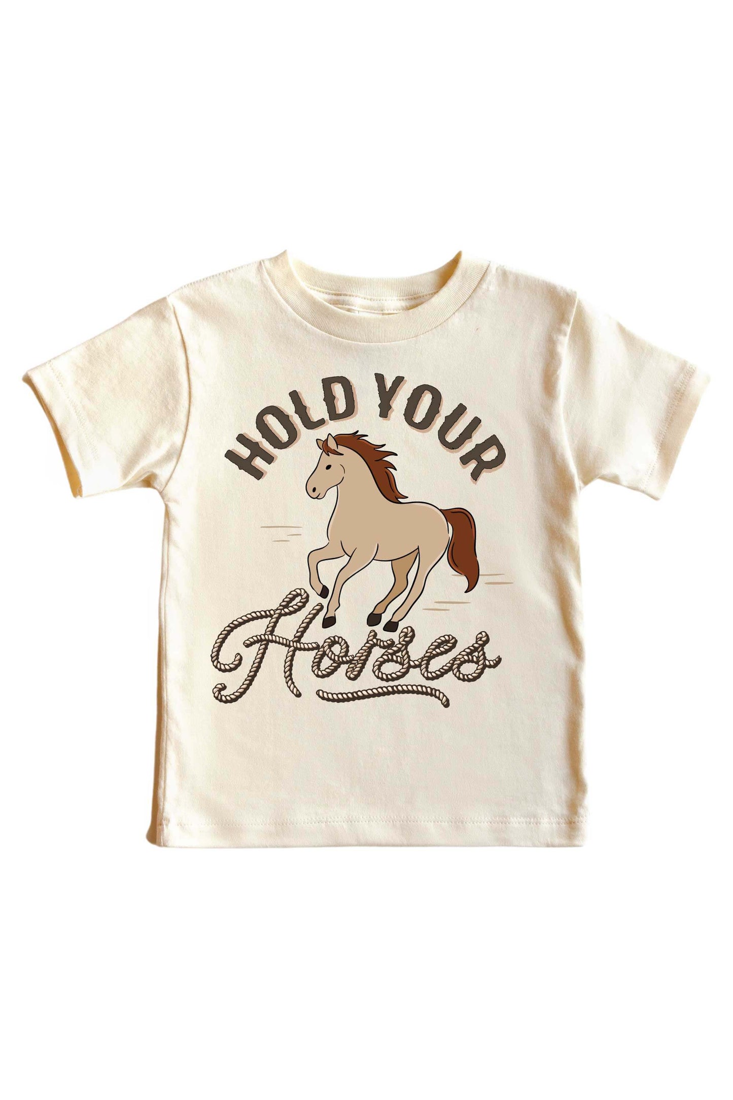 Hold Your Horses Graphic Bodysuit & Kids Tee | Natural