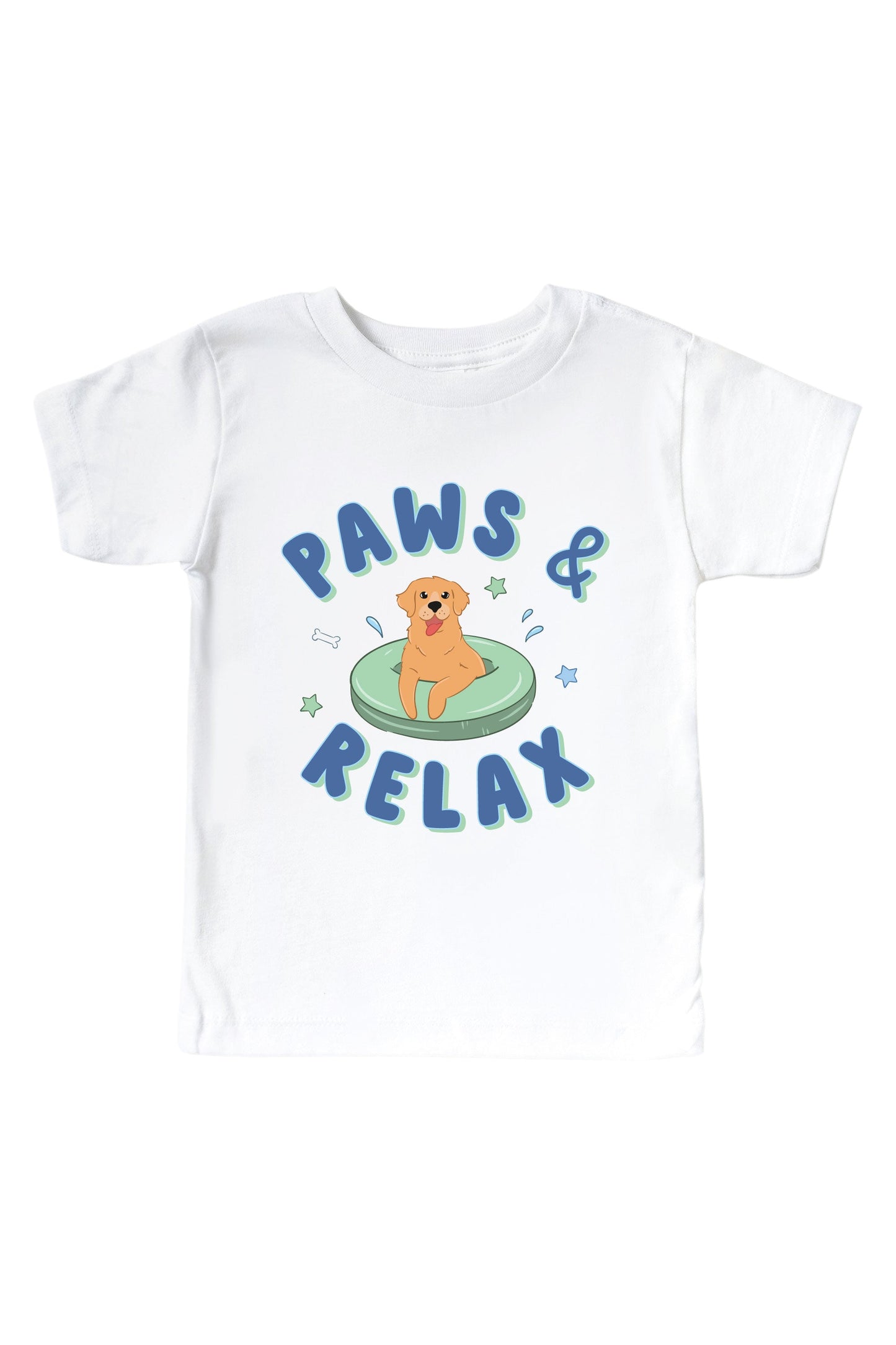 Paws & Relax Blue Graphic Bodysuit & Kids Tee | White