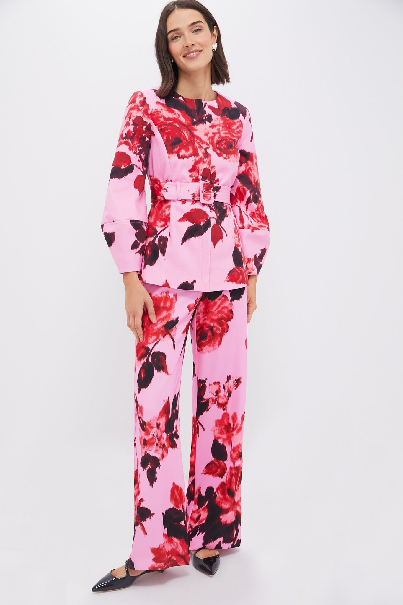 Cerise Blossom Long Sleeve Rhoda Tunic Top