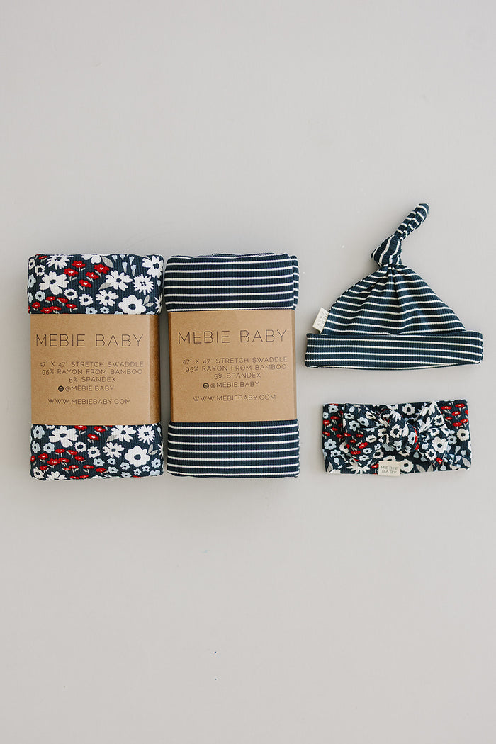 Americana Floral Ribbed Bamboo Head Wrap
