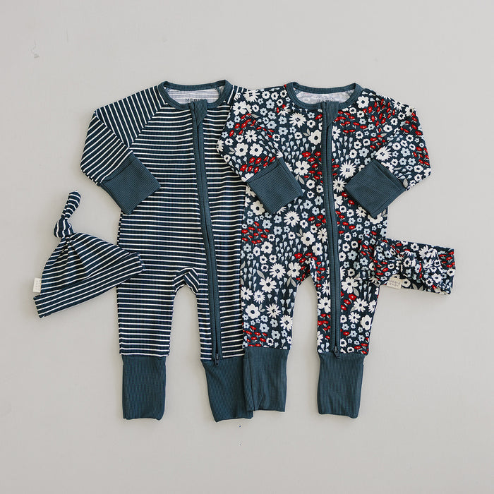 Americana Floral Ribbed Bamboo Zipper