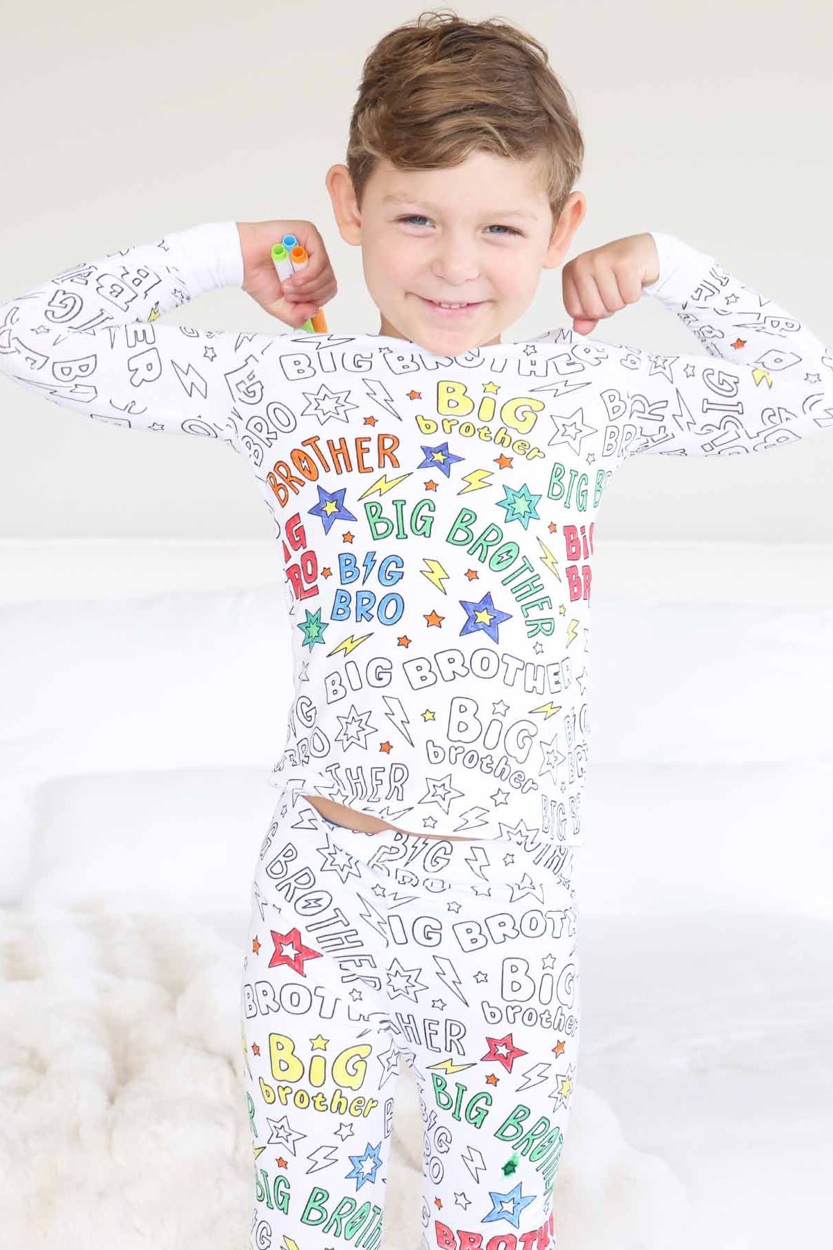 Colorable Two Piece Pajama Set | Big Bro