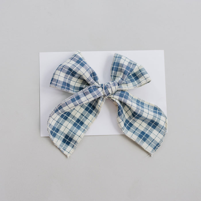 Blue Plaid Hair Bow