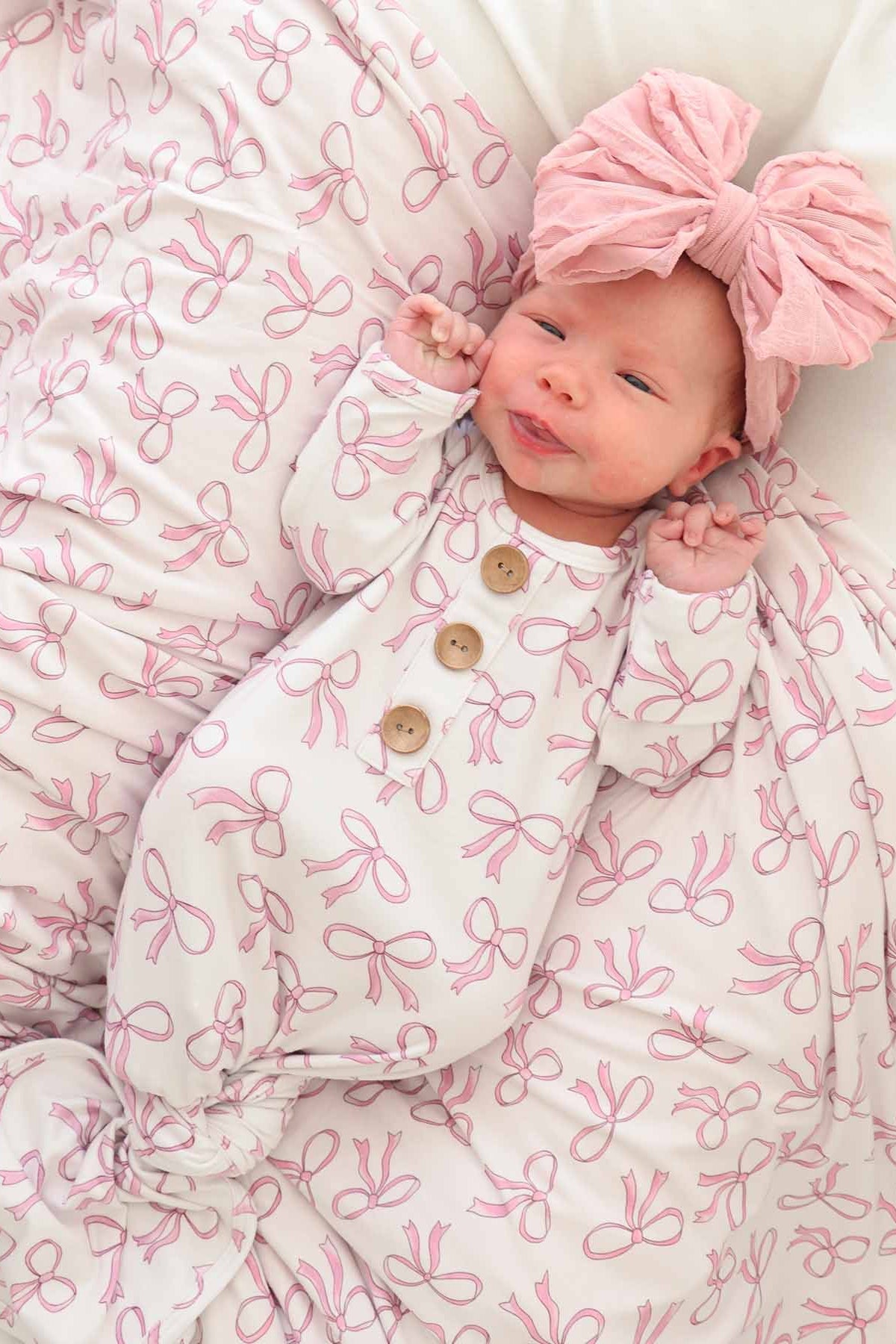 Blushing Bows Oversized Swaddle Blanket
