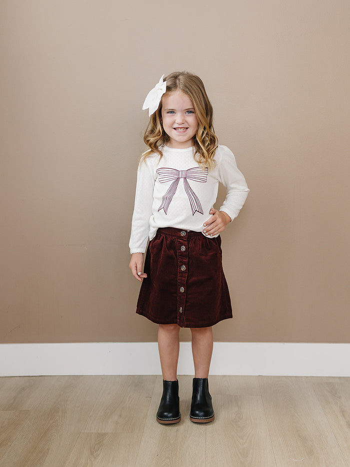 Bow Pointelle Long Sleeve Tee