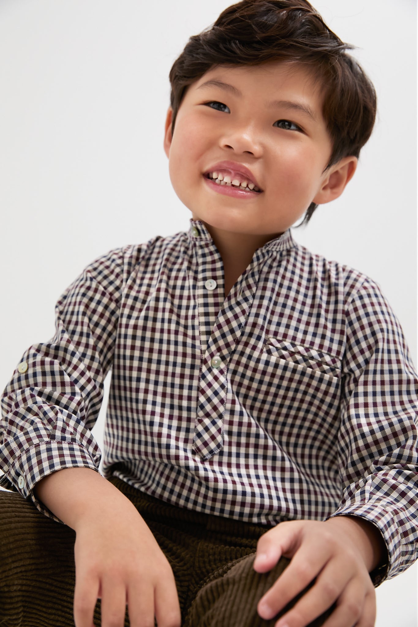 Burgundy Check Mateo Long Sleeve Boy Shirt