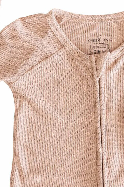 Embroidered Bamboo Waffle Convertible Zip Rompers | Mountain Haze
