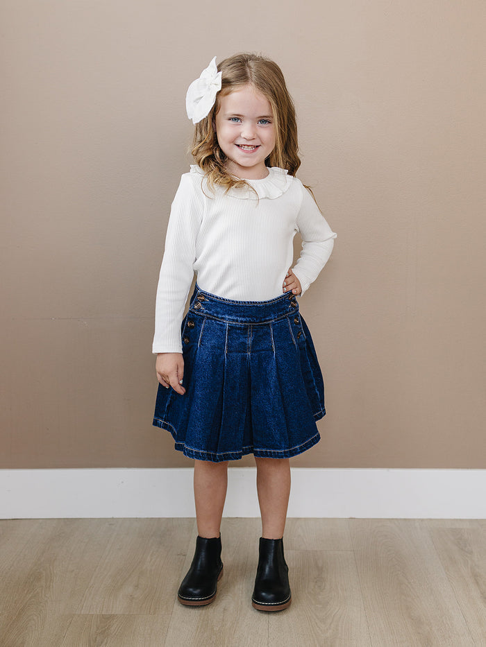 Denim Pleated Skirt