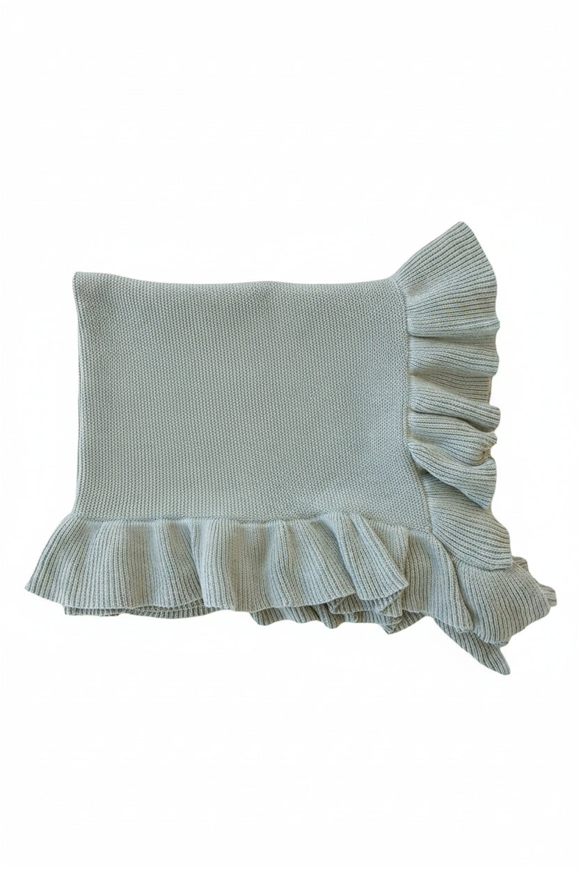 Knit Blanket With Ruffle | Smoke