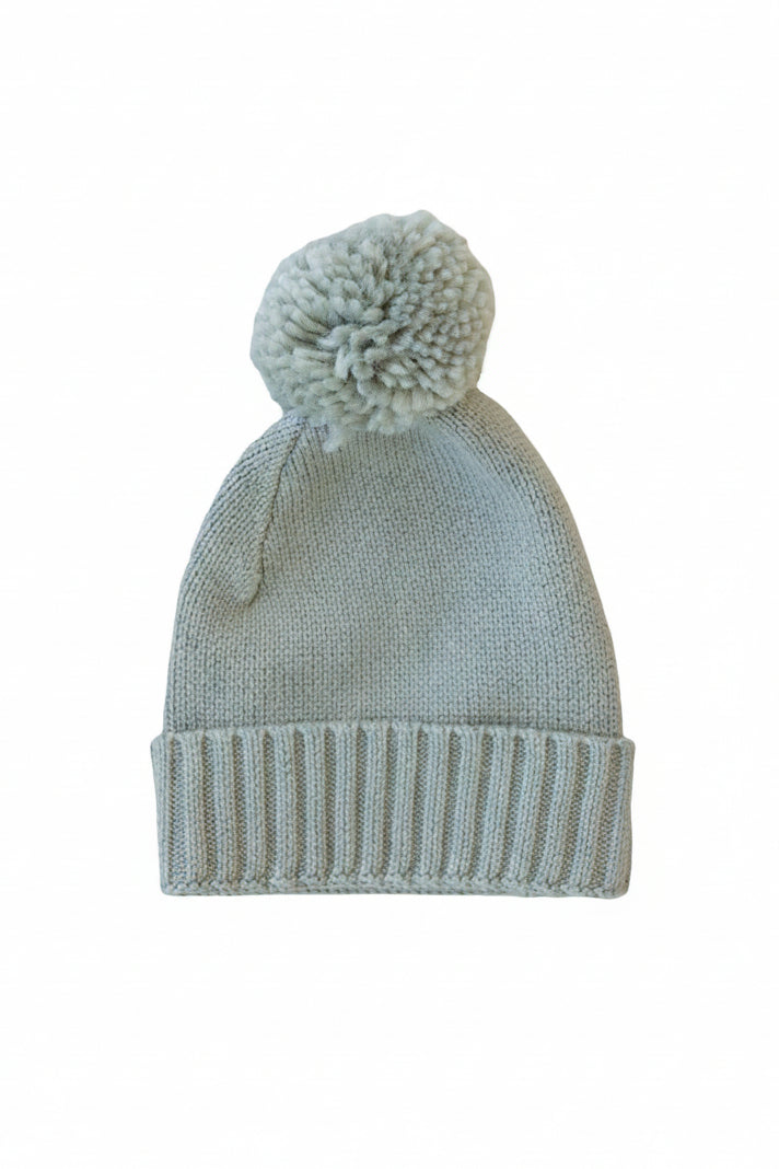 Knit Baby Pom Pom Beanie | Smoke