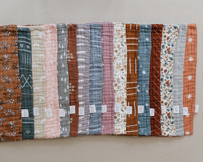 Grey Dash Muslin Burp Cloth