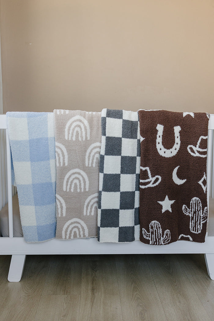 Light Blue Plaid Plush Blanket