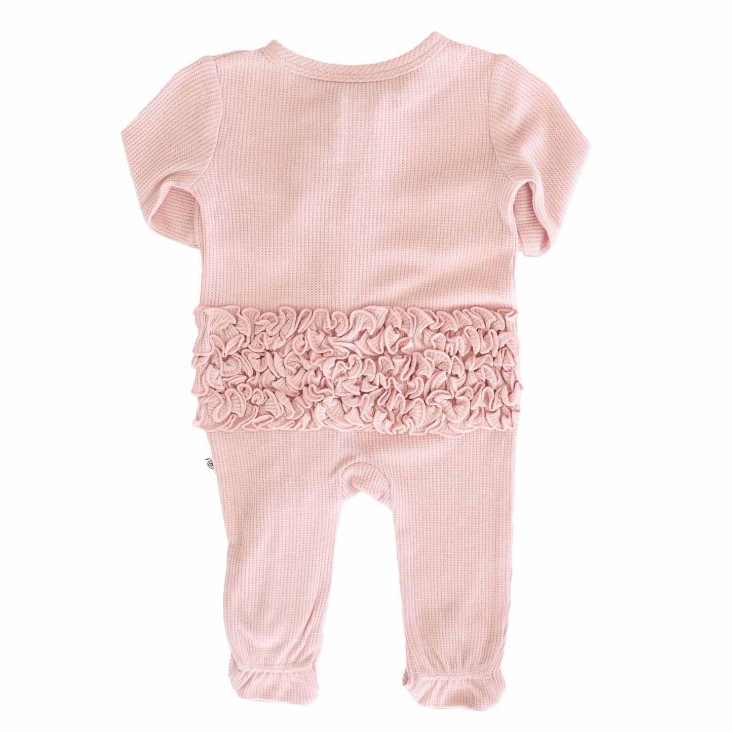 Embroidered Bamboo Waffle Zipper Ruffle Footie | Lotus