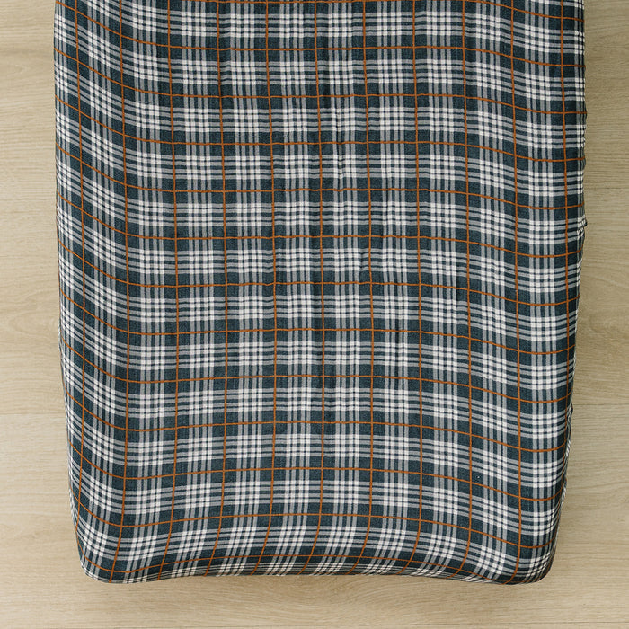 Navy Plaid Muslin Changing Pad Cover