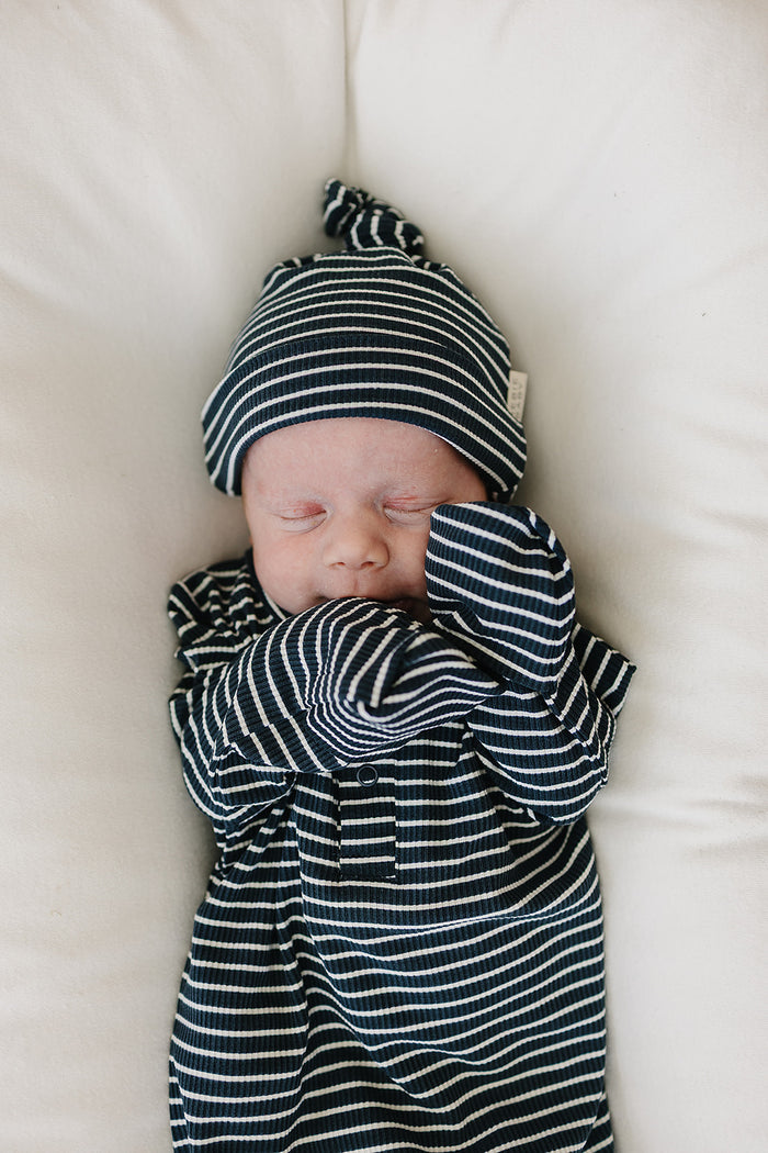 Navy Stripes Bamboo Knot Gown