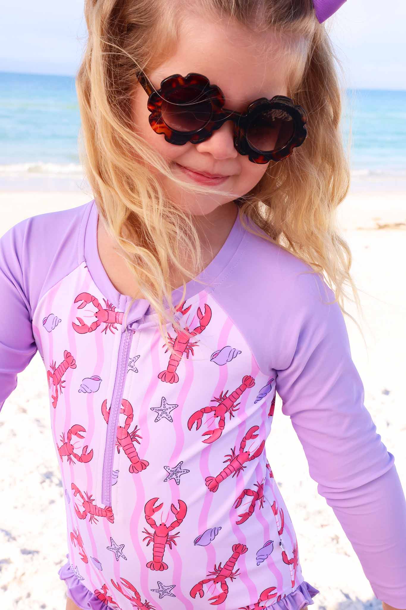 Long Sleeve Rash Guard with Front Zipper | Pinch Me Pink