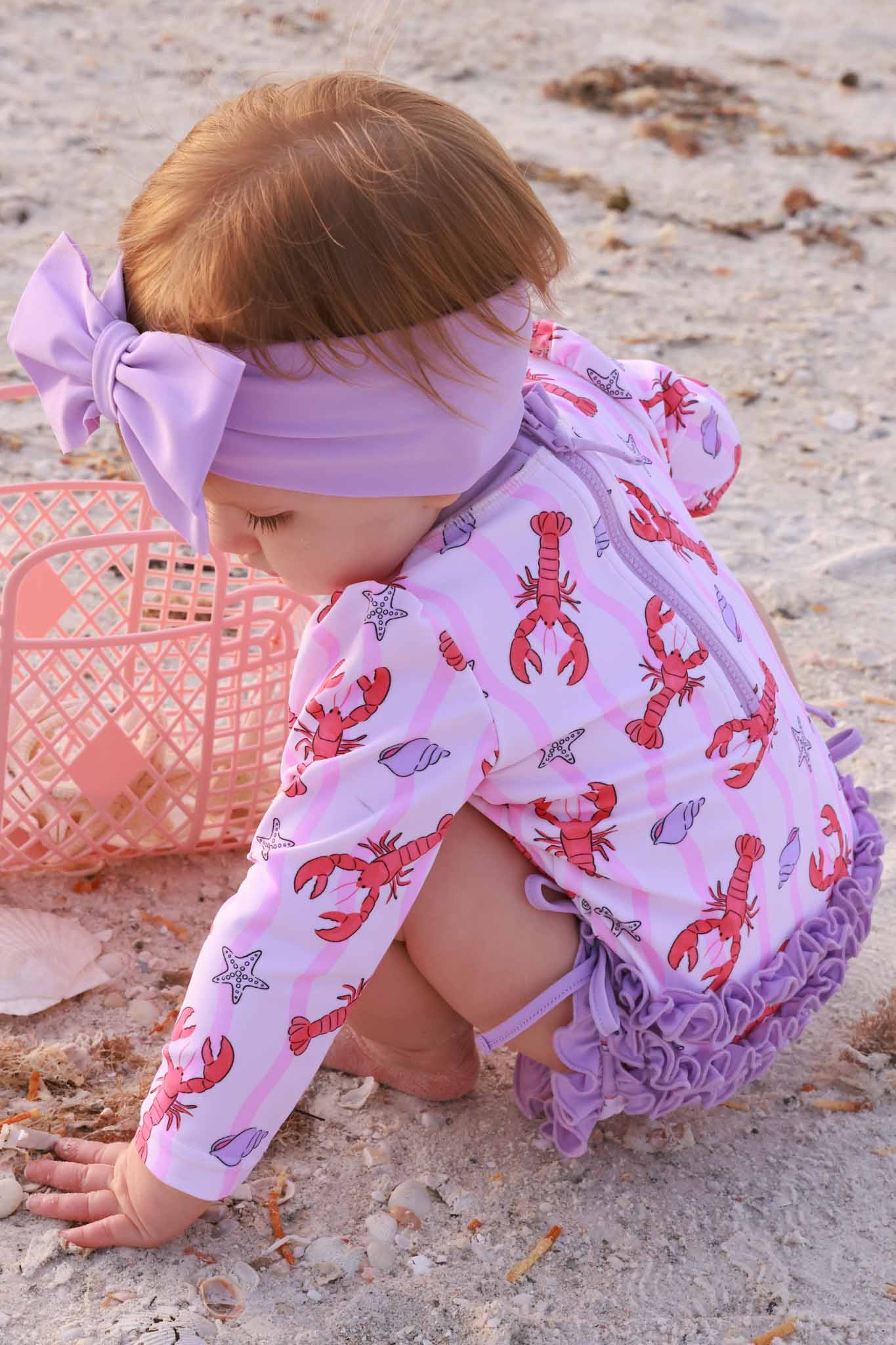 Long Sleeve Rash Guard With Ruffle Bottom | Pinch Me Pink
