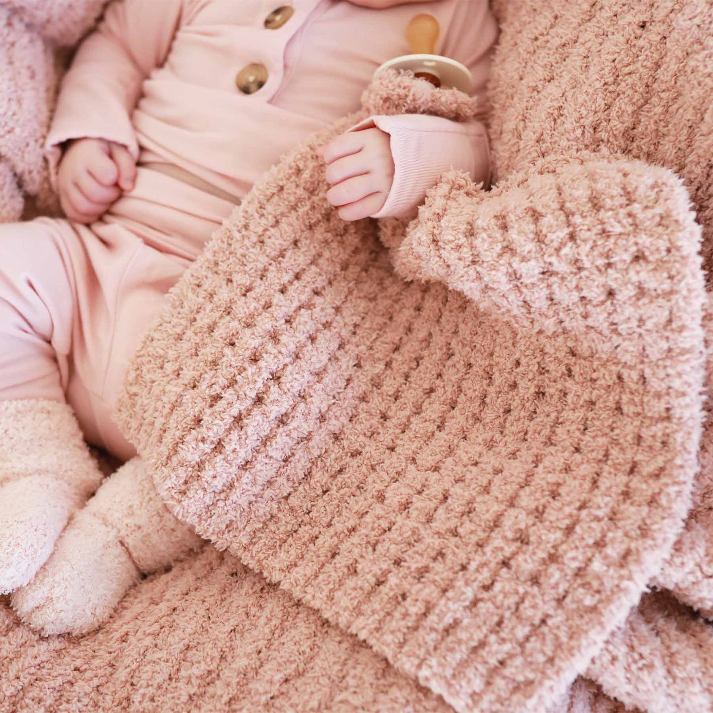 CuddleLane™ Luxe Waffle Lovey | Wild Rose