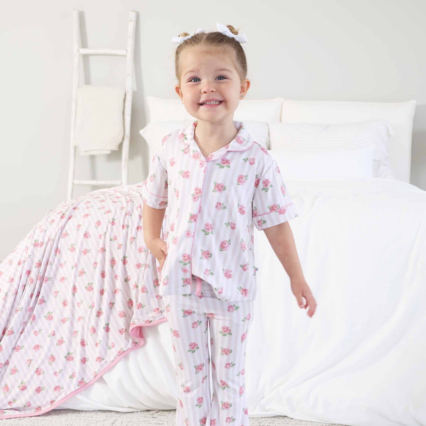 Girl's Two Piece Flare Lounge Set | Rosy & Cozy