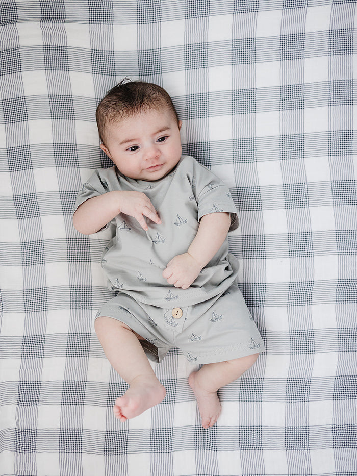 Sailboat Button Short Set