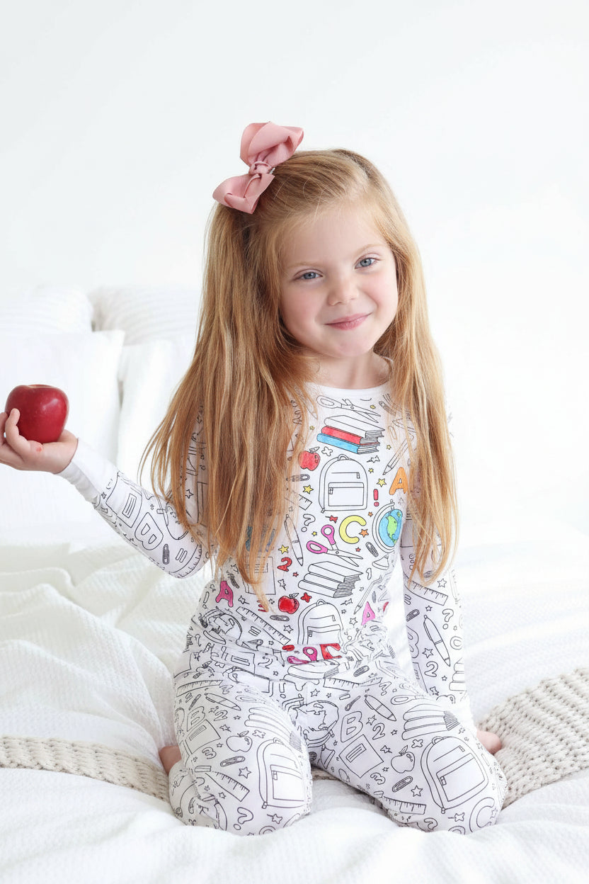 Colorable Two Piece Pajama Set | School Days
