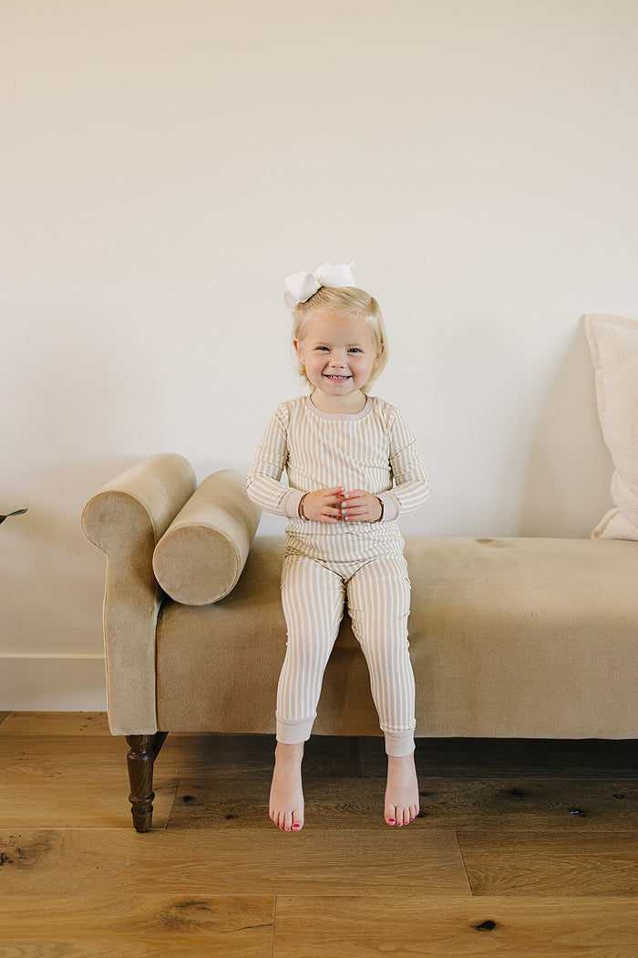 Taupe Stripe Ribbed Bamboo Cozy Set