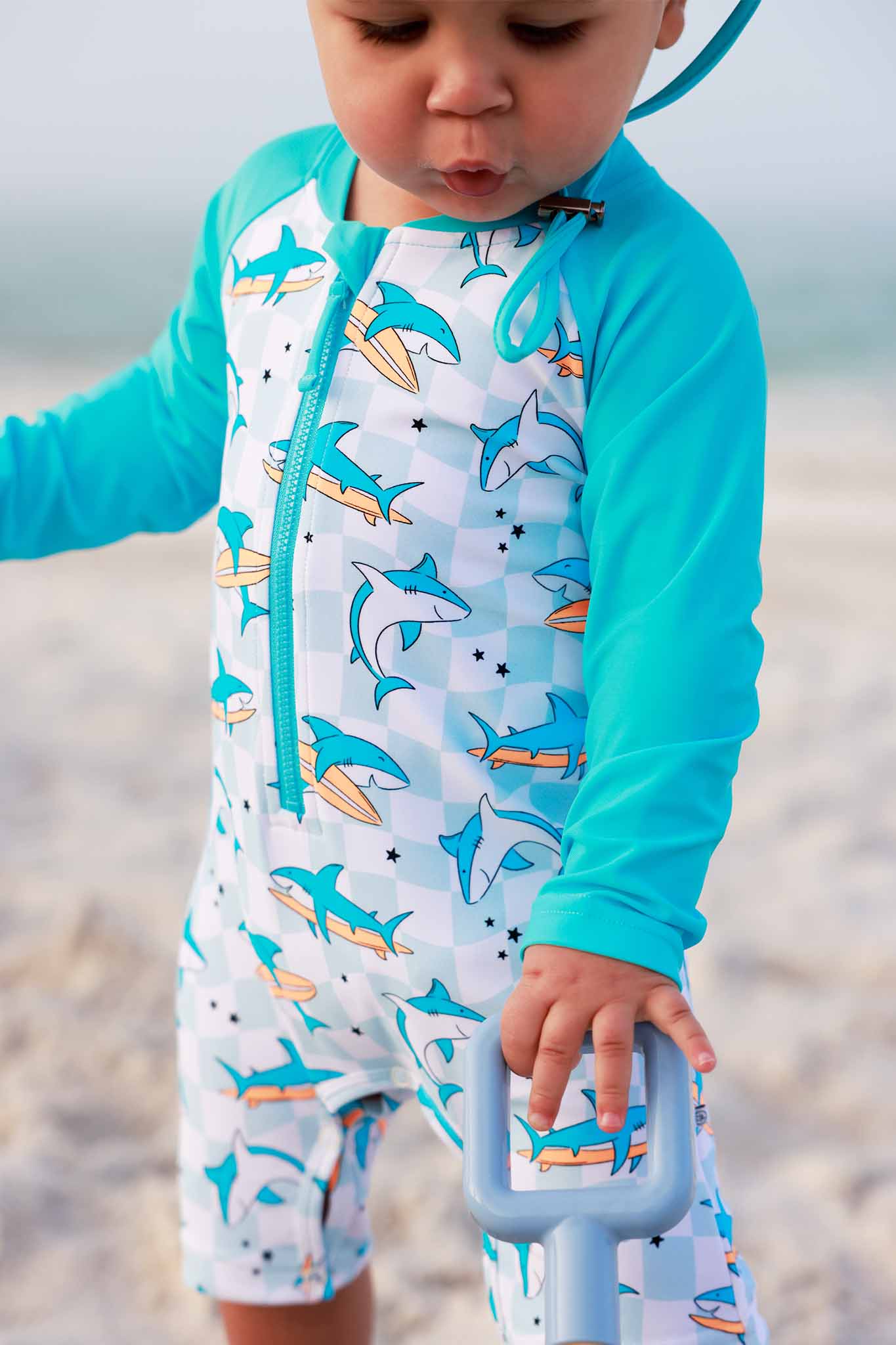 Long Sleeve Rash Guard Swim Romper Shortie | Totally Jawsome